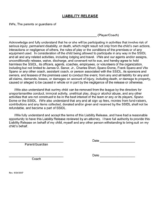 Church Liability Release Form Template Pdf Sample