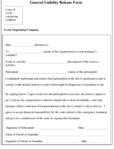 Costum Church Liability Release Form Template Excel Example