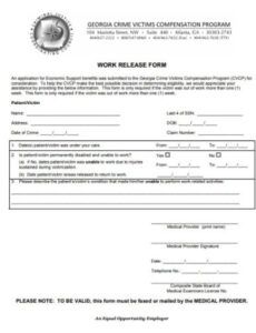 Costum Doctor Work Release Form Template Doc Example