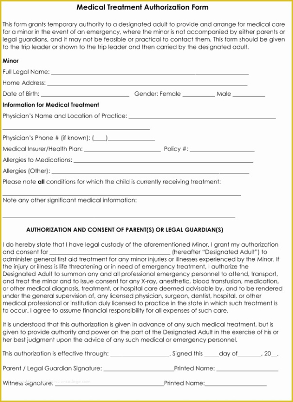 Costum Grandparents Medical Release Form Template Pdf Sample