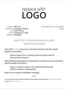 Costum Law Enforcement Press Release Template Word Sample