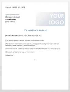 Editable New Website Launch Press Release Template Doc Example