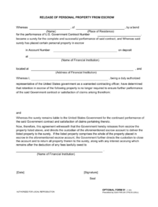 Editable Personal Property Release Form Template Pdf