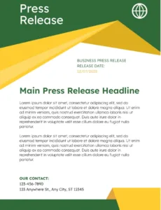 Free Company Launch Press Release Template Word