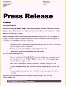 Free Fill In The Blanks Press Release Template Word