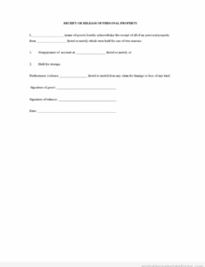 Free Personal Property Release Form Template Pdf Example