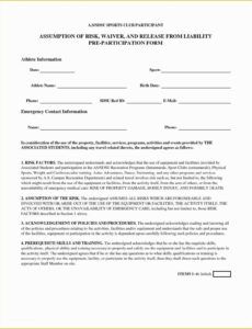 Printable Church Liability Release Form Template Word