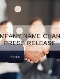 Printable Company Name Change Press Release Template  Sample