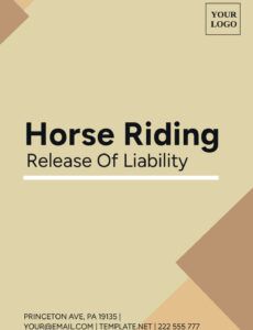 Printable Horse Riding Release Form Template Doc