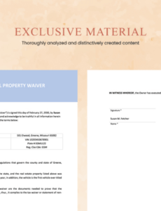 Printable Personal Property Release Form Template  Example