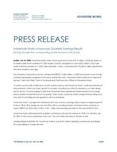 Professional New Employee Announcement Press Release Template Excel