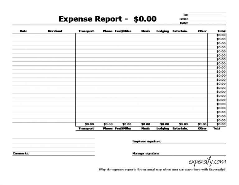 Editable Standard Expense Report Template Gas Expense Report Template ...