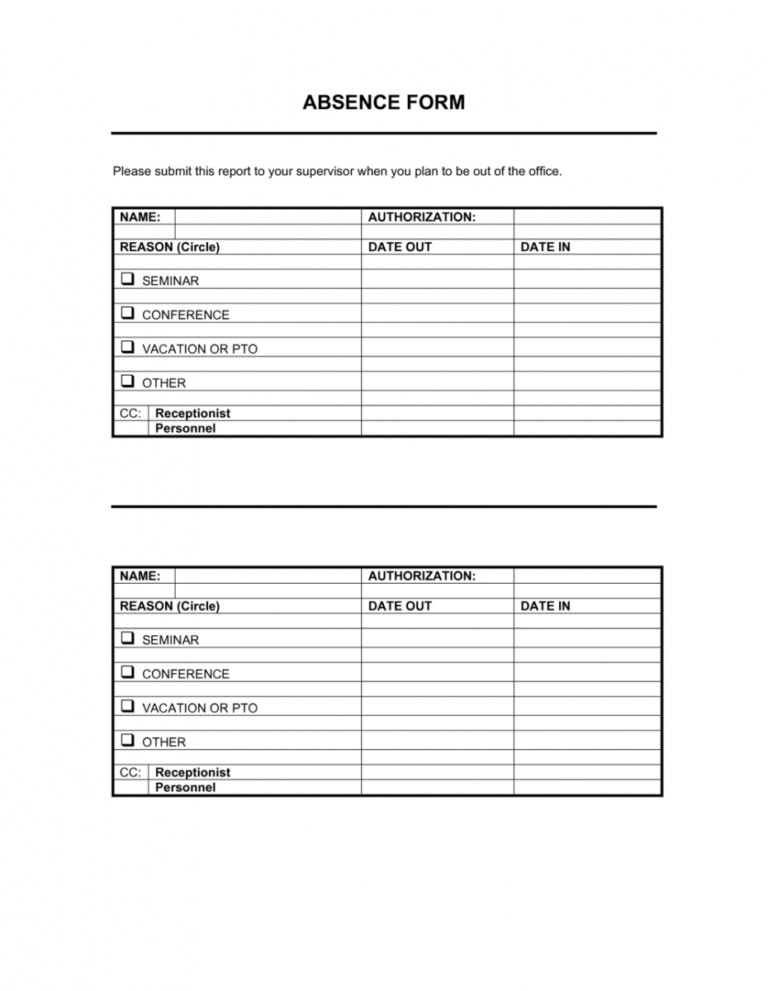 Free Absence Form Template By Businessinabox™ Absence Report Form ...