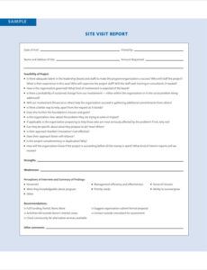 Blank Customer Site Visit Report Template Word