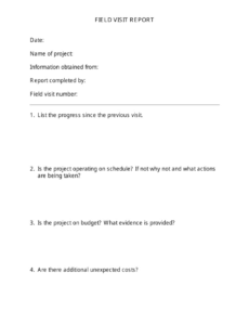 Free Custom Customer Site Visit Report Template Word Sample